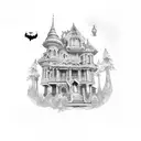 haunted mansion  tattoo design idea