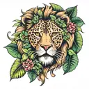 jungle animals with lion on top  tattoo design idea