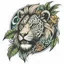 jungle animals with lion on top  tattoo design idea