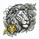 jungle animals with lion on top  tattoo design idea