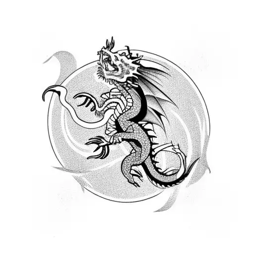 dragon carp win Yang in an enso tattoo design idea