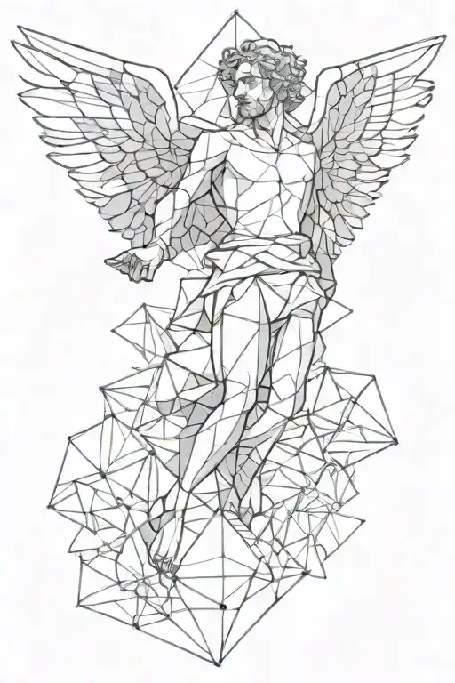 geometric Icarus falling angel tattoo design idea