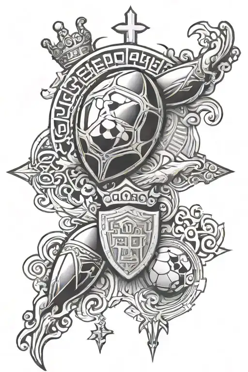 Belgrade, Serbia, Football, Orthodox religion symbols in one tattoo design idea