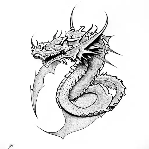 dragon with lightning tattoo design idea