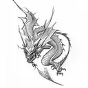 dragon with lightning tattoo design idea