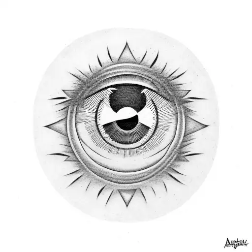 An abstract design of Sasuke's Sharingan eye tattoo design idea