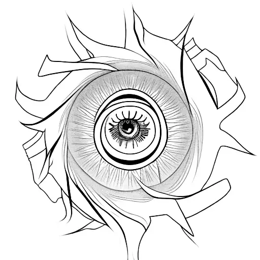 An abstract design of Sasuke's Sharingan eye tattoo design idea