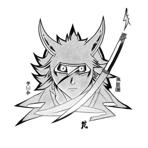 Sasuke wielding a lightning-infused katana tattoo design idea