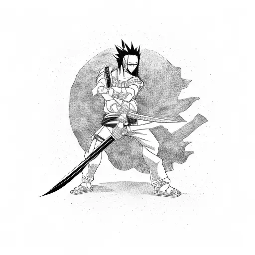 Sasuke wielding a lightning-infused katana tattoo design idea