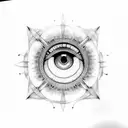 An abstract design of Sasuke's Sharingan eye tattoo design idea