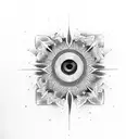 An abstract design of Sasuke's Sharingan eye tattoo design idea