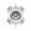 An abstract design of Sasuke's Sharingan eye tattoo design idea