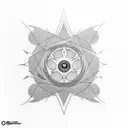 An abstract design of Sasuke's Sharingan eye tattoo design idea