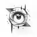 An abstract design of Sasuke's Sharingan eye tattoo design idea