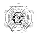 An abstract design of Sasuke's Sharingan eye tattoo design idea