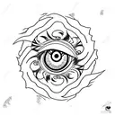 An abstract design of Sasuke's Sharingan eye tattoo design idea