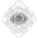 An abstract design of Sasuke's Sharingan eye tattoo design idea