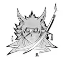 Sasuke wielding a lightning-infused katana tattoo design idea