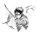 Sasuke wielding a lightning-infused katana tattoo design idea