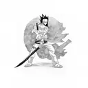 Sasuke wielding a lightning-infused katana tattoo design idea