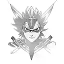 Sasuke wielding a lightning-infused katana tattoo design idea