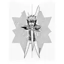 Sasuke wielding a lightning-infused katana tattoo design idea