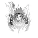 Sasuke wielding a lightning-infused katana tattoo design idea