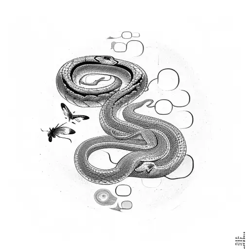 snake and butterfly tattoo design idea