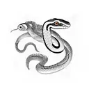 snake around butterfly tattoo design idea