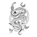 snake and butterfly tattoo design idea