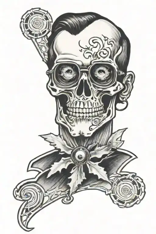 ghost with x ray glasses tattoo design idea