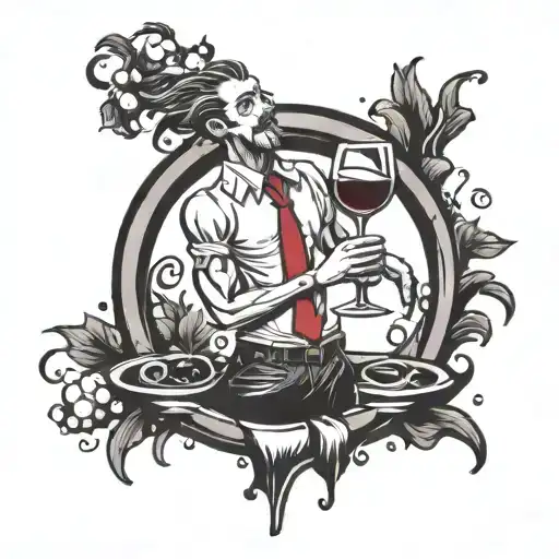 stick man spilling wine glass tattoo design idea