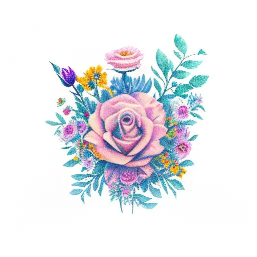 The 1975 box with flowers tattoo design idea