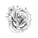 The 1975 box with flowers tattoo design idea