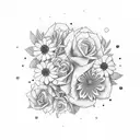 The 1975 box with flowers tattoo design idea