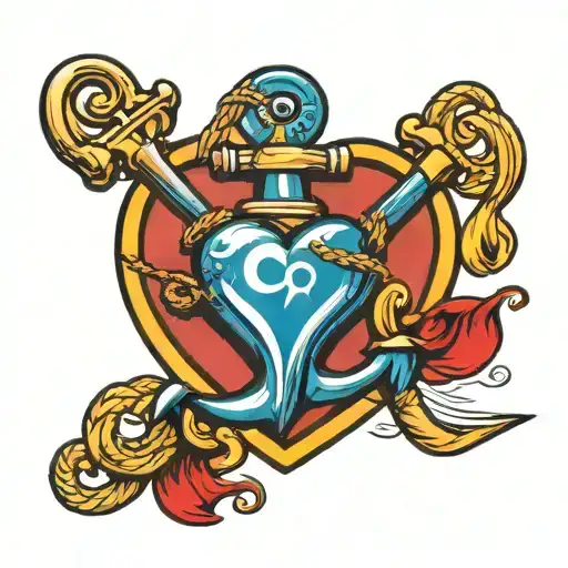 Oldschool anchor with heart. tattoo design idea