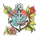 Oldschool anchor with heart. tattoo design idea