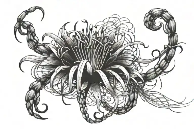 spider lily and scorpion  tattoo design idea
