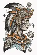native american, space, steampunk inspired tattoo tattoo design idea