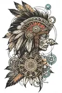 native american, space, steampunk inspired tattoo tattoo design idea
