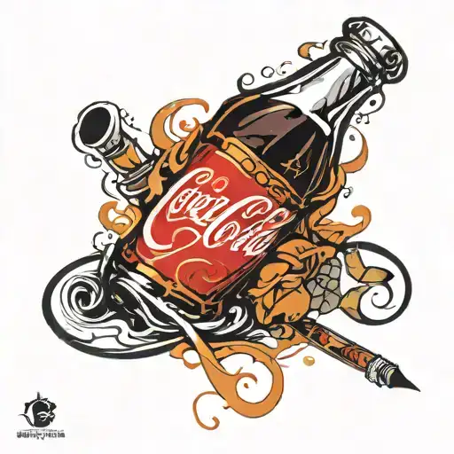 Coca Cola bottle smoking a cigarette  tattoo design idea