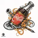 Coca Cola bottle smoking a cigarette  tattoo design idea