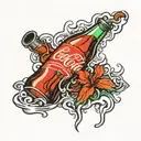 Coca Cola bottle smoking a cigarette  tattoo design idea