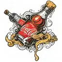 Coca Cola bottle smoking a cigarette  tattoo design idea