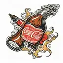 Coca Cola bottle smoking a cigarette  tattoo design idea