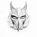 clean anonymous mask  with fade and word be your own hero tattoo design idea