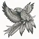 macaw flying tattoo design idea