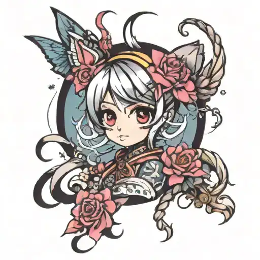 cute anime characters tattoo design idea
