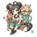 cute anime characters tattoo design idea