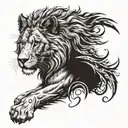 Figure: Lion body and claws and wolf head and tail. Details: "Tigin" (Prince) in Gokturk alphabet on the chest tattoo design idea